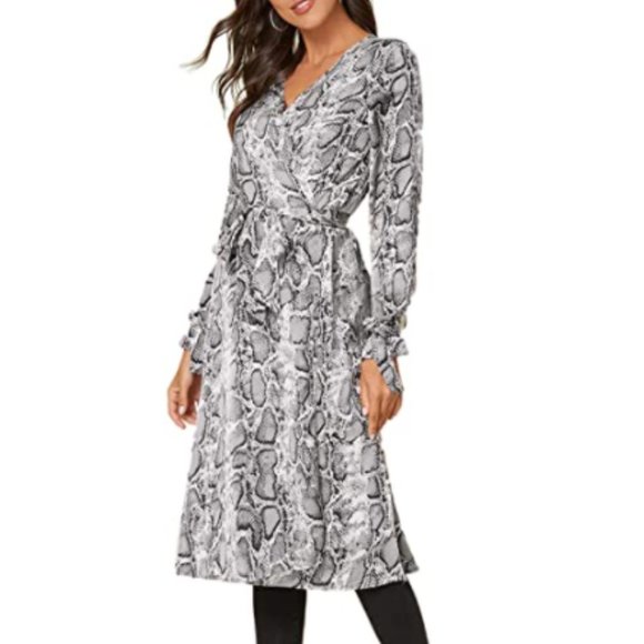 NWT Snakeskin Belted Collared Trench Coat Duster - Picture 2 of 4